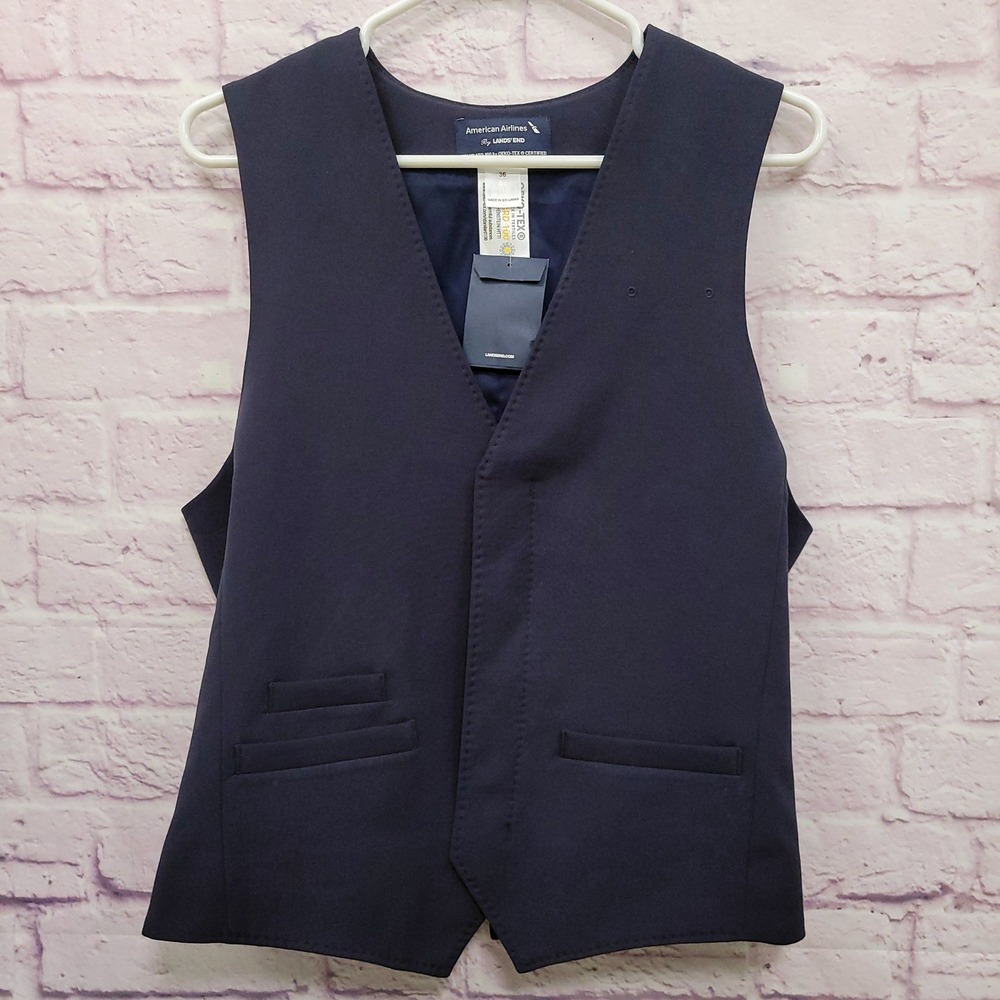 NEW Lands End American Airlines Uniform Vest 36 Navy Blue Workwear Gorpcore Chic